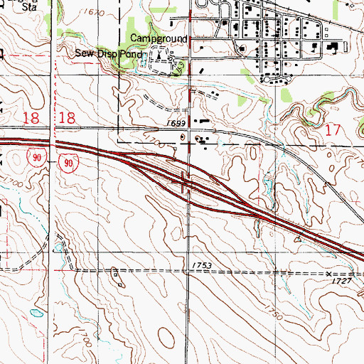Topographic Map of Interchange 235, SD