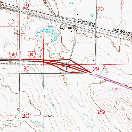 Topographic Map of Interchange 241, SD