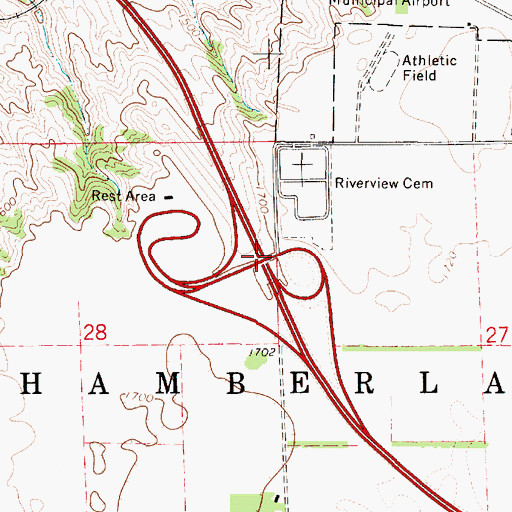 Topographic Map of Interchange 264, SD