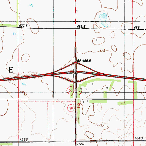 Topographic Map of Interchange 272, SD