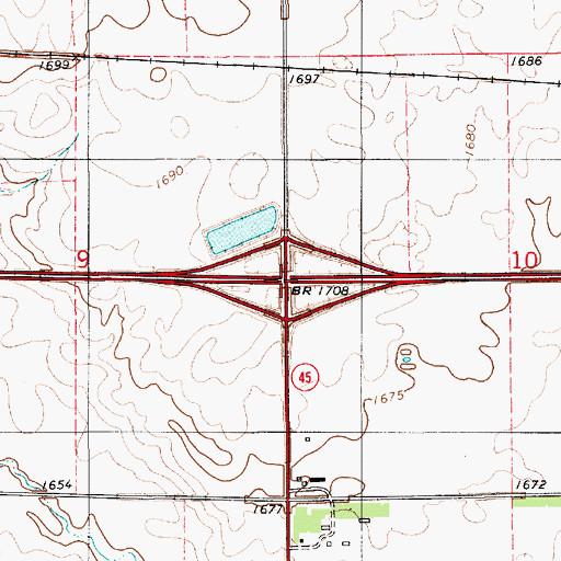 Topographic Map of Interchange 289, SD