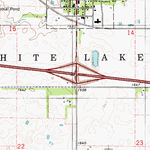 Topographic Map of Interchange 296, SD