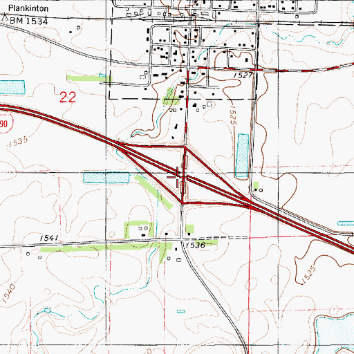 Topographic Map of Interchange 308, SD