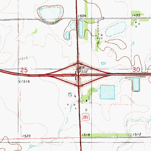 Topographic Map of Interchange 310, SD