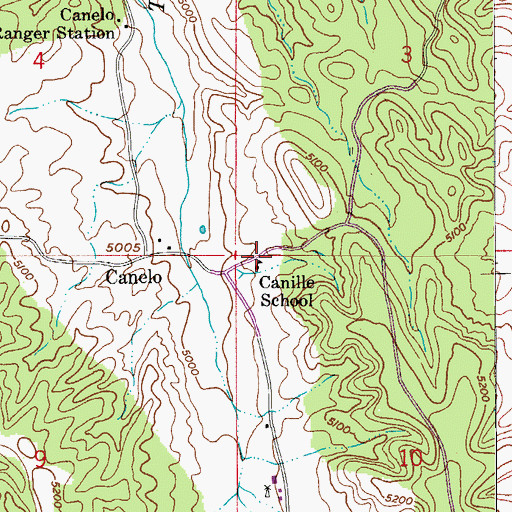 Topographic Map of Canille School, AZ