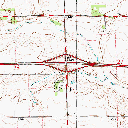 Topographic Map of Interchange 325, SD