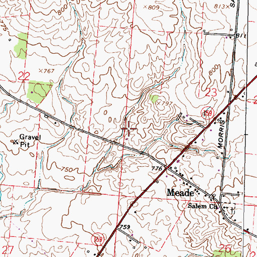Topographic Map of Rittinger Farm, OH