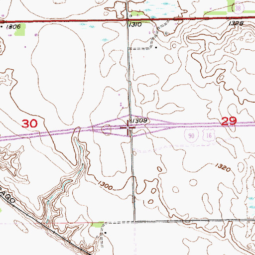 Topographic Map of Interchange 335, SD
