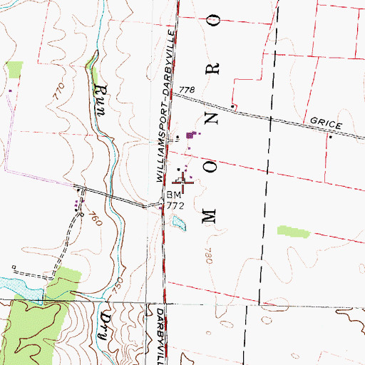 Topographic Map of Redman Farms, OH