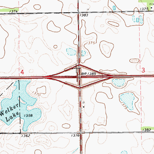 Topographic Map of Interchange 350, SD