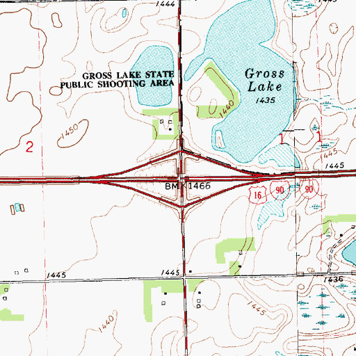Topographic Map of Interchange 357, SD
