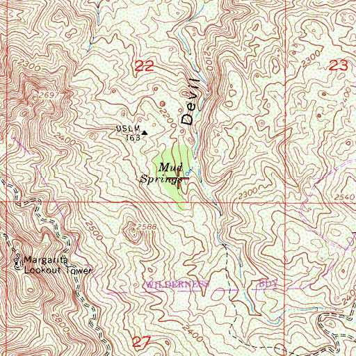 Topographic Map of Mud Springs, CA