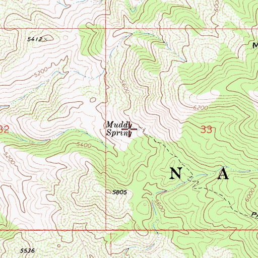Topographic Map of Muddy Spring, CA