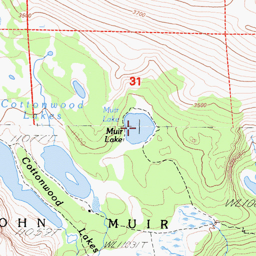 Topographic Map of Muir Lake, CA