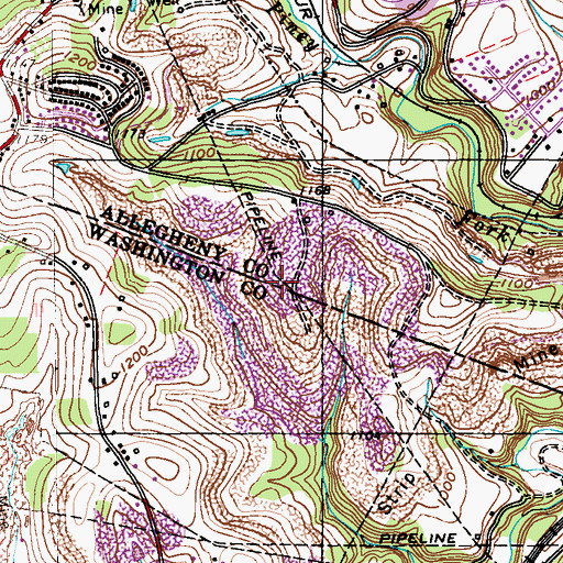 Topographic Map of South Hills Landfill, PA