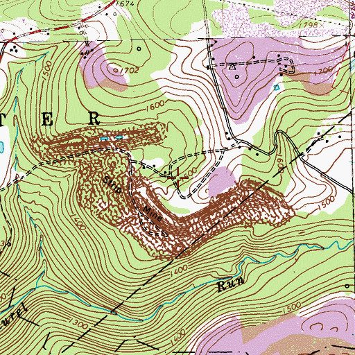 Topographic Map of Evergreen Landfill, PA
