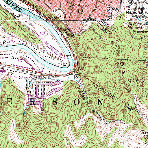 Topographic Map of Indian (historical), WV