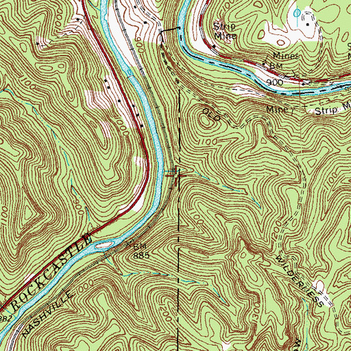 Topographic Map of Amber Railroad Station (historical), KY