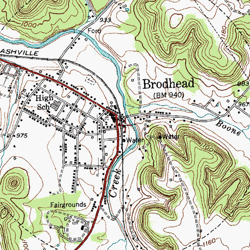 Topographic Map of Brodhead Railroad Station (historical), KY