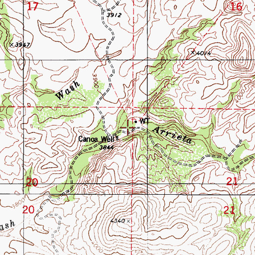 Topographic Map of Canoa Ranch, AZ