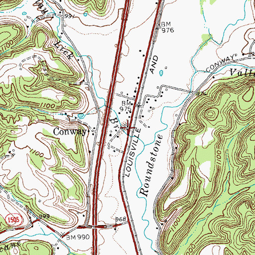 Topographic Map of Conway Railroad Station (historical), KY