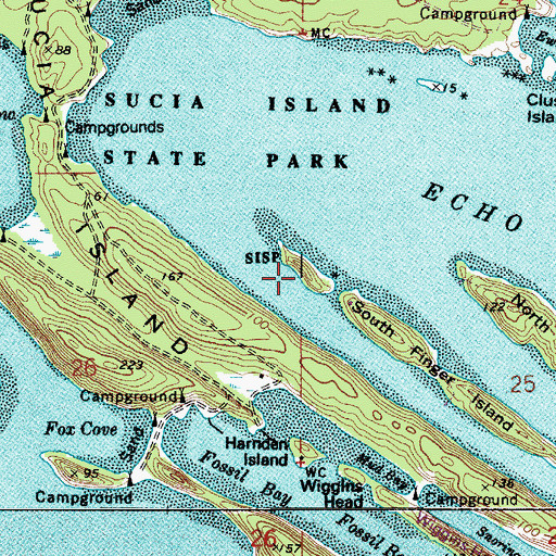 Topographic Map of Justice Island, WA