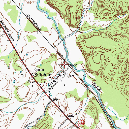 Topographic Map of Gum Sulpher Railroad Station (historical), KY