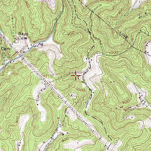 Topographic Map of Grapevine Knob, WV