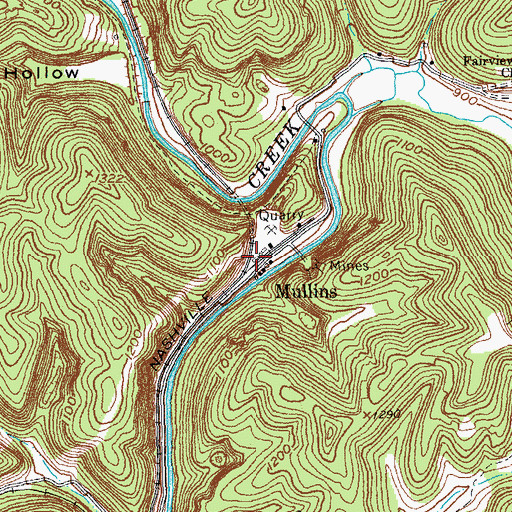 Topographic Map of Mullins Railroad Station (historical), KY