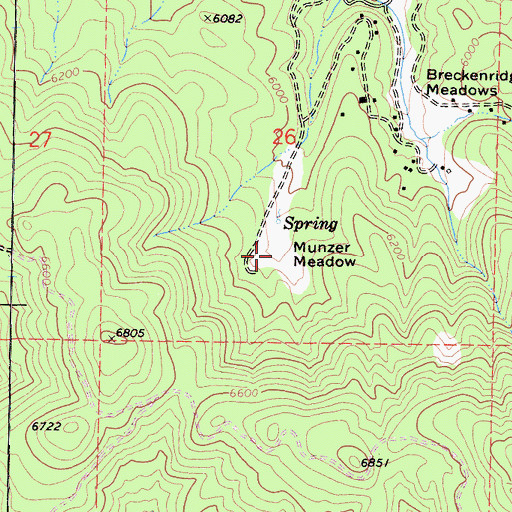 Topographic Map of Munzer Meadow, CA