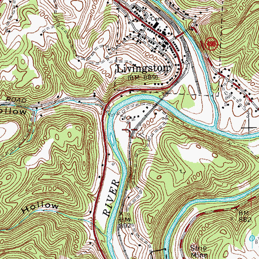 Topographic Map of Rockcastle River Railroad Station (historical), KY