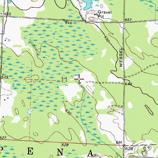 Topographic Map of Fussey Quarry, MI