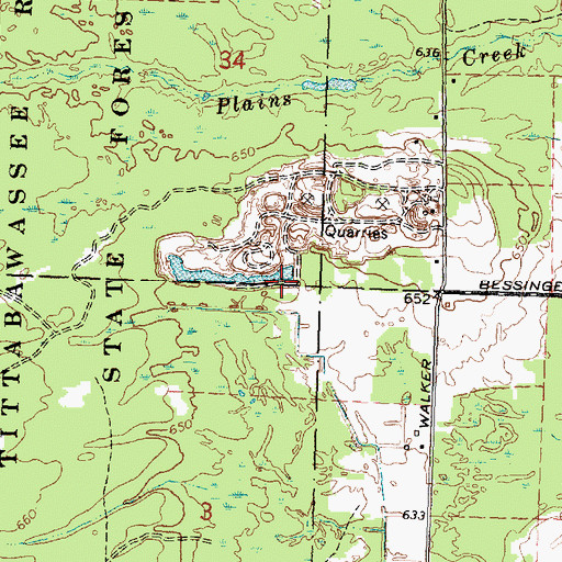 Topographic Map of Omer Quarry, MI