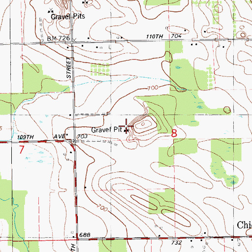 Topographic Map of Chicora Pit, MI