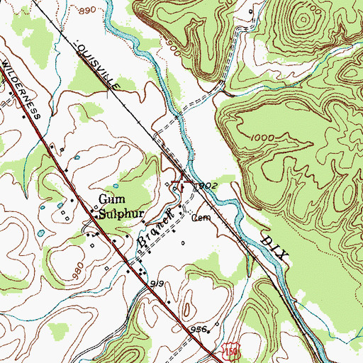 Topographic Map of Gum Sulpher Post Office (historical), KY