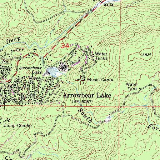 Topographic Map of Music Camp, CA