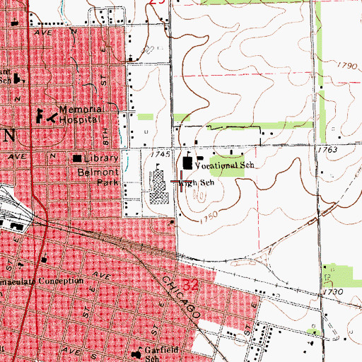 Topographic Map of Lake Area Technical Institute, SD