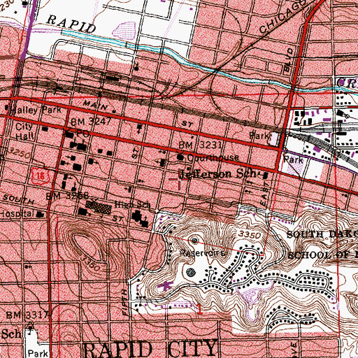 Topographic Map of National American University - Rapid City, SD