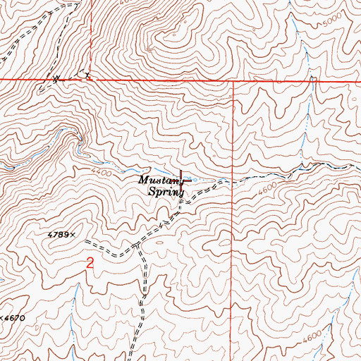 Topographic Map of Mustang Spring, CA