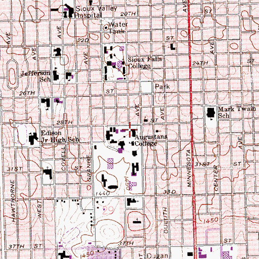 Topographic Map of Old Main Building, SD