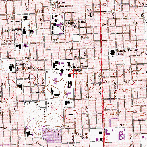 Topographic Map of Sioux Falls Seminary, SD