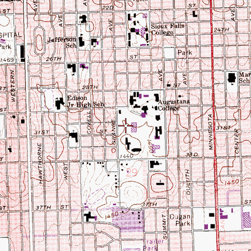 Topographic Map of Center for Visual Arts, SD