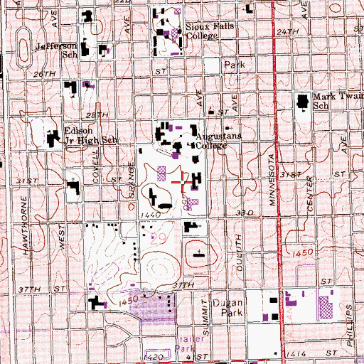 Topographic Map of Madsen Social Science Center, SD