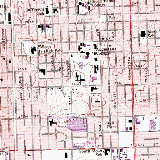 Topographic Map of Bergsaker Hall, SD