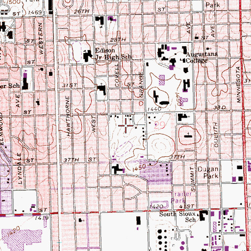 Topographic Map of Ronken Baseball Field, SD
