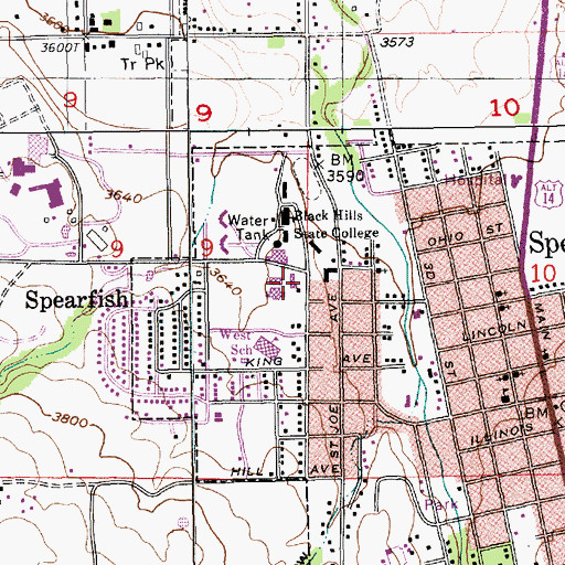 Topographic Map of David B Miller Yellow Jacket Student Union, SD