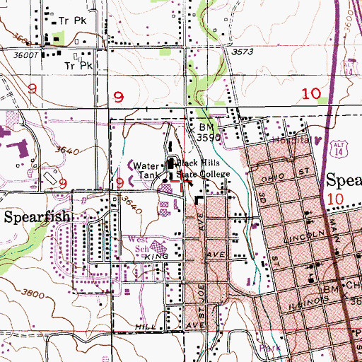 Topographic Map of Pangburn Hall, SD