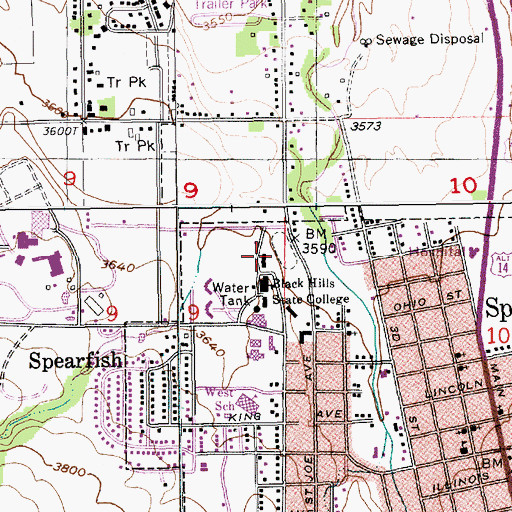 Topographic Map of Wenona Cook Hall, SD