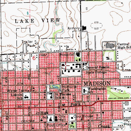 Topographic Map of Science Center, SD