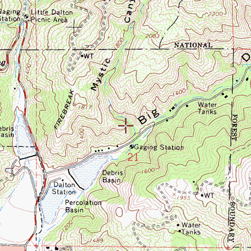 Topographic Map of Mystic Canyon, CA